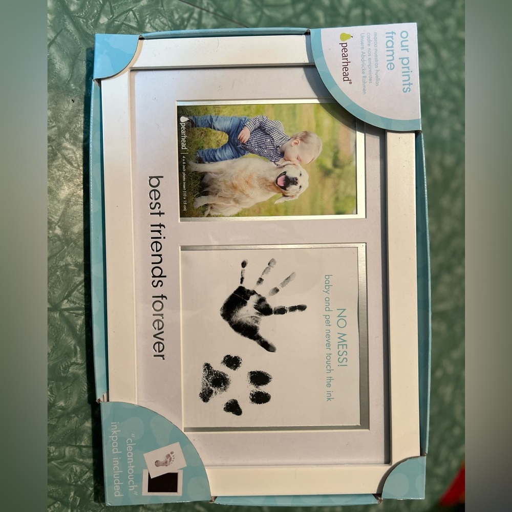 Pearhead Silver Small Pet and child Print Frame bestfriends new in box
